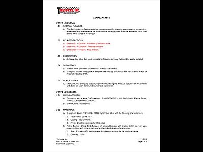 AerialJackets Spec Sheet