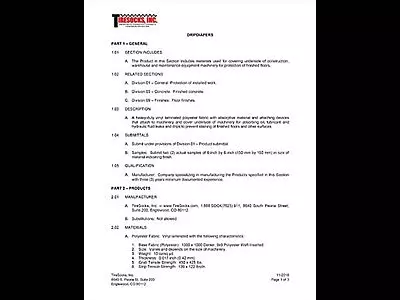 DripDiapers Spec Sheet