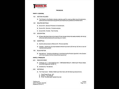 TireSocks Spec Sheet